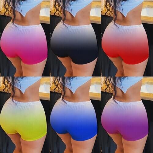 2020 New Sexy Summer Shorts Slim Womens Short Pants Gradient Color Hip-hop Outdoor Sports Elastic Waist Skinny Fashion Wholesale