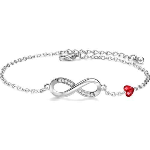 New Simple Trendy Crystals from Swarovski-Elements Bracelet Silver Color Endless Love-infinity Chain Link Adjustable for Women