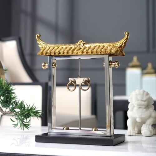 New Metal Marble Architecture Feng Shui Door Decoration Ornaments Hotel Model Room Study Entrance Soft Decoration Accessories