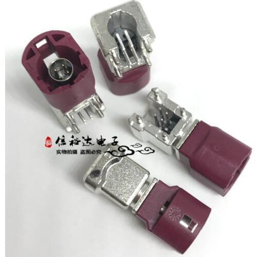 Original new 100% HSD4 PCB right angle antenna car plug D-type purplish red connector
