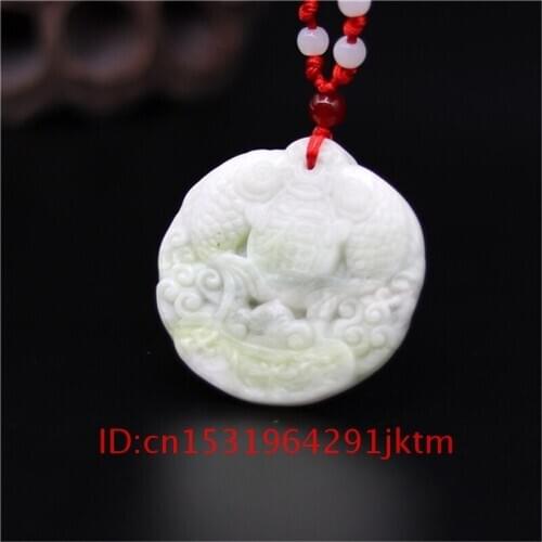 Gifts Fashion for Jewelry Pendant Jade Accessories Amulet Fish Men Carp Necklace Natural White Charm Chinese Carved