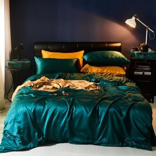 Luxury New Design Satin Bedding Sets Solid Color Beding Set Queen King Size Bed Sheet Duvet Cover Pillow Cases