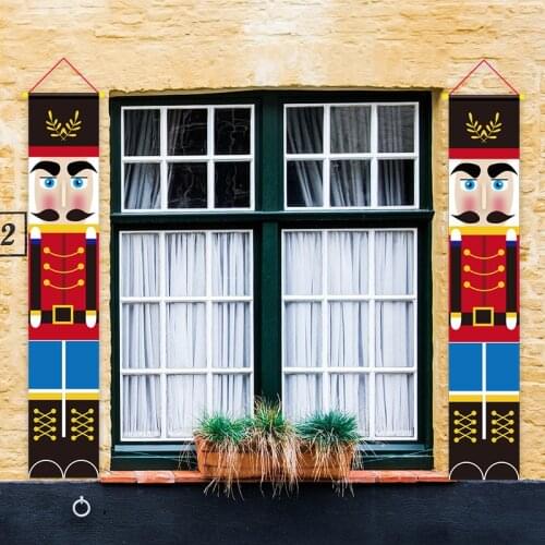 Christmas Nutcracker Soldier Figures Door Curtain Merry Christmas Decor for Home Christmas Hanging Ornaments Door Noel Navidad