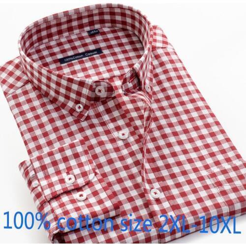 New Arrival Fashion Cotton Plaid Long Sleeve Shirt Men Casual Shirts Single Breasted High Quality Plus Size 2XL-8XL9XL10XL 42-50