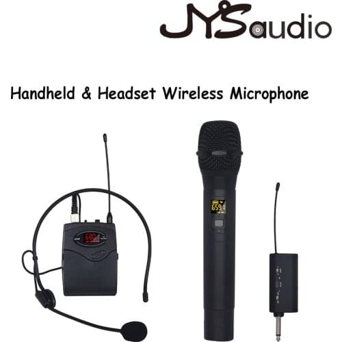 Handheld/Headset UHF Wireless Microphone Dual Way UHF Fixed Frequency Wireless Mic with Handheld+Headset for Karaoke Microphone
