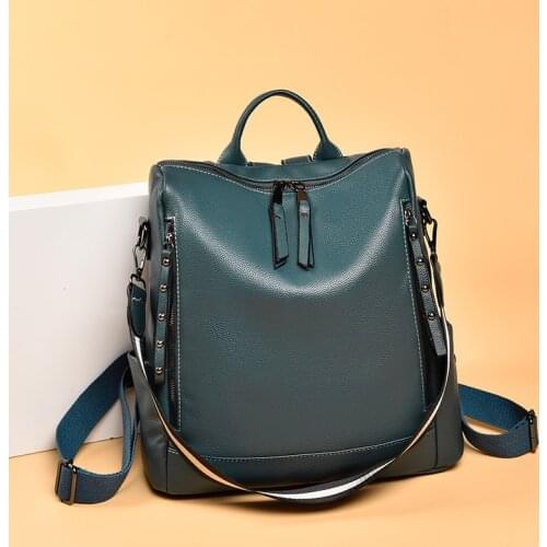 2021 New Genuine Leather Soft Sheepskin Backpacks College Girl Backpacks Large Capacity Travelling Backpacks For Women