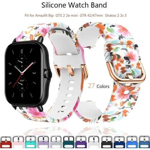 Silicone Strap for Amazfit GTS/GTS 2 2e mini Watch Band for amazfit bip lite/GTR 2 2e 42mm 47mm/Stratos 2 Replacement bracelets