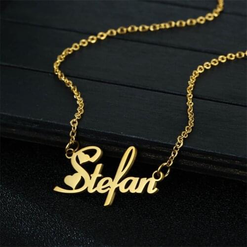 Stylisteel Custom Name Necklace Fashion Exquisite Stainless Steel Engraving Letter Nameplate Pendant Necklace Fashion Minimalist