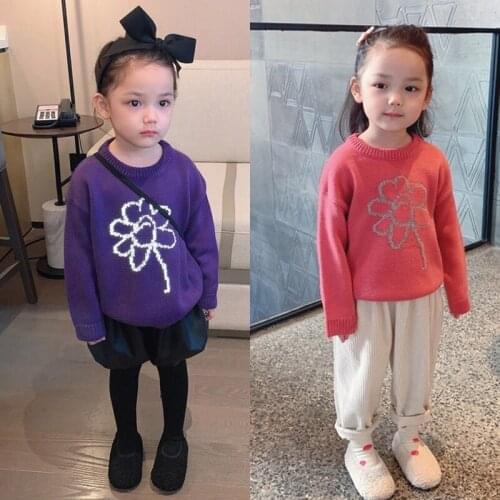 Girls Sweater Babys Coat Outwear 2021 Reflective Thicken Warm Winter Autumn Knitting Scoop Pullover Christmas Gift Childrens C