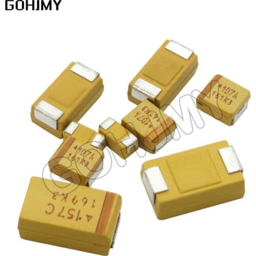 10pcs Tantalum Capacitor A/B/C/D Type 100UF 0.22UF 1UF 4.7UF 10UF 22UF 33UF 47UF 6.3V 10V 16V 25V 35V 50V 3216 3528 6032 7343