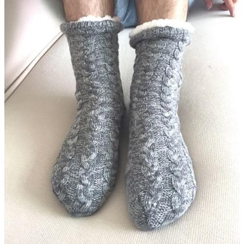 Slippers Men Winter Home Slippers Indoor Floor Socks Shoes Adults Warm Thicken Plus Furry Slides Soft Slippers Hommes Chaussures