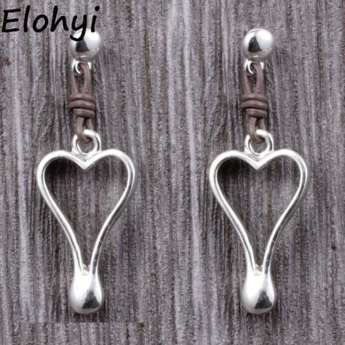 ELOHYI Women Boho Handmade Leather Knot Hollow Heart Statement Earring Jewelry Wholesale For Girls For Women Gift Free Shipping