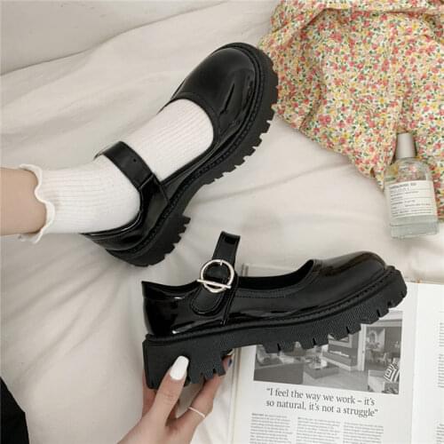 Women Leather Shoes Harakuju Lolita JK Student Sweet Girls Mary Jane Shoes Japanese High Heels Round Toe Platform Shoes Pumps