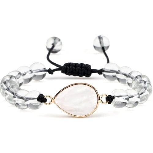 Women Quartz Beads Bracelet Transparent Crystal Geometric Heart-shaped Handmade Adjustable Bracelets&Bangles Friend Yoga Jewelry