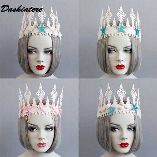 Elegant Starfish Natural Shell Goth Tiara Beach Hair Accessory Sea Wedding Flower Girl Crown Headbands Women Accessories 2020