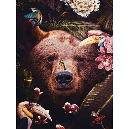 Animals Embroidery Mosaic Craft Bear Full Diamond Painting Kits Crystal Picture Wall Paper Rhinestone Drawing Christmas Gift