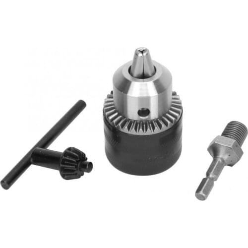 1/2-20UNF 1.5-13mm Key Type Drill Chuck W/ 1/4in Hex Shank Connecting Rod Adapter Electric Screwdriver Power Drill Convert Chuck