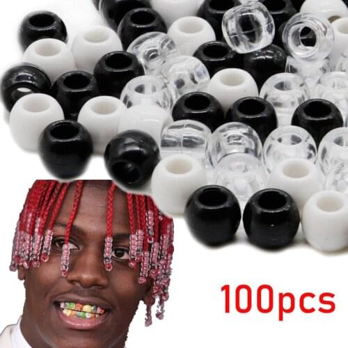 100pcs Spacer Beads for Frican Wig Twist braid Jewelry Decoration Hair Extension Ring Resin Beads Braid Dreadlocks 5mm Hole