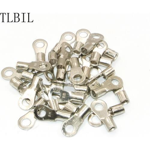 1000Pcs/pack RNB5.5-10 AWG12-10 3/8" Non-Insulated Ring Tongue Brass Pure Copper Terminals Cable Lug Wire Connector