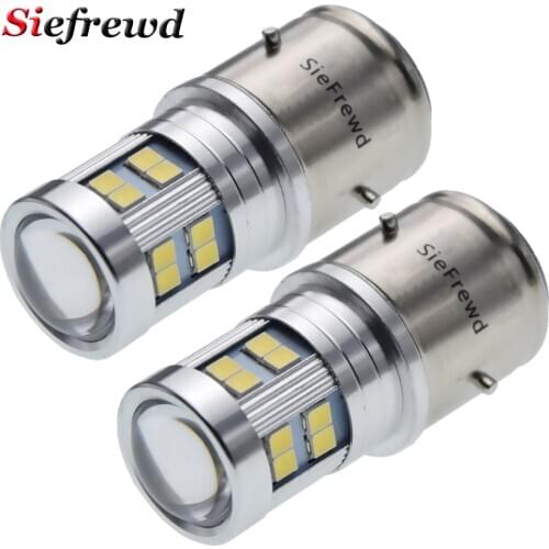 2Pcs BA21D LED Bulb 6V 12V 6 12 Volt Motorcycle Moto Headlamp Light Hi/Lo Beam Scooter Moped Bike ATV UTV Head Lamp White 6000K