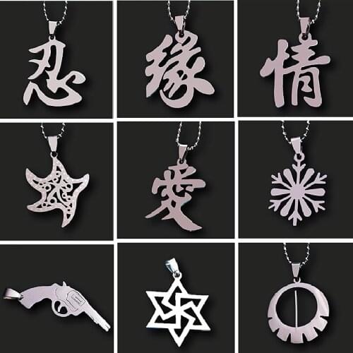 2pcs Chinese Calligraphy/Fate/Emotion/Forbearance/Love/Snowflake Stainless Steel Pendants DIY Charms Jewelry Crafts Making P668