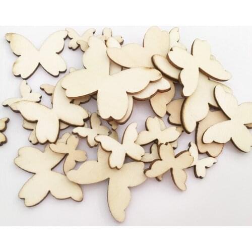 30pcs Wooden Crafts Butterfly Pieces Scrapbooking Craft Hexagon Natural Wood Decoration For Home Wedding Party Decoration