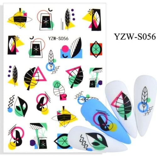 3D Nail Sticker Sketch Geometry Leaf Slider Nails Art Decoration Wraps Decals Design Adhesive Manicure Tips Stickers Pegatina