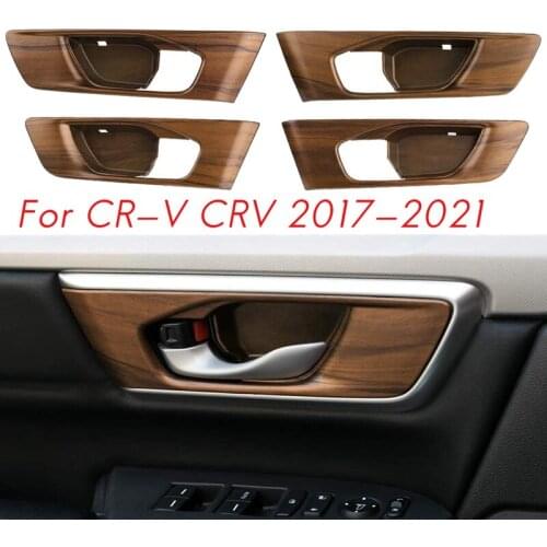 ABS Peach Wood Grain Car Inner Door Bowl Cover Handle Trims for 2017-2021 Honda CR-V CRV Accessories