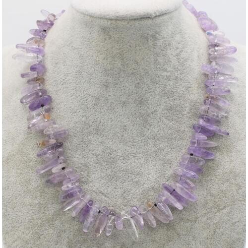 Amethyst branch necklace 17inch FPPJ wholesale beads nature baroque 13-18mm