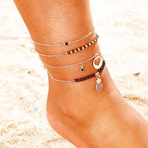 ZHINI New Hot Sale Fashion Pineapple Pendant Anklet Bracelet For Women 2020 Vintage Cheville Barefoot Anklets Foot Jewelry Gift