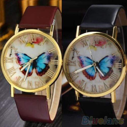 Luxury Ladies Watch Women Clock Butterfly Dial Faux Leather Roman Numerals Quartz Analog Dress Wrist Watch Reloj Mujer Clock Re