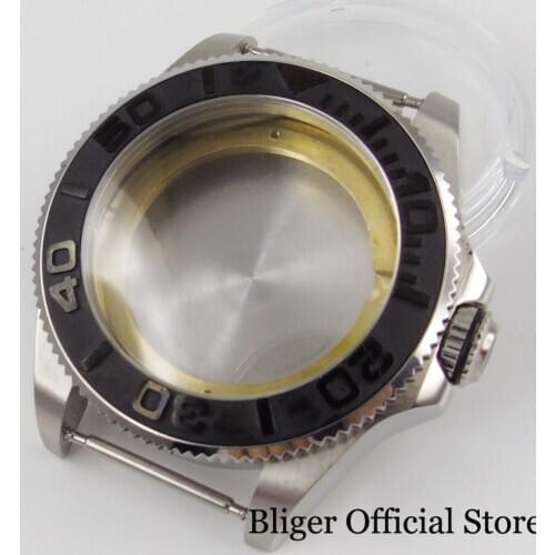 BLIGER 43mm Watch Case for ETA 2836 MIYOTA 82 Mingzhu 2813 Movement Solid Backcover Sapphire Crystal Ceramic Bezel Insert
