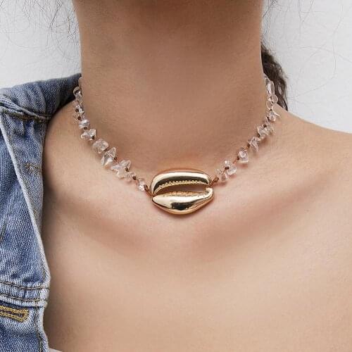 Conch Shell Pendant Choker Bohemia Summer Charm Natural Stone Cowrie Seashell Short Chain Necklace Boho Jewelry for Women