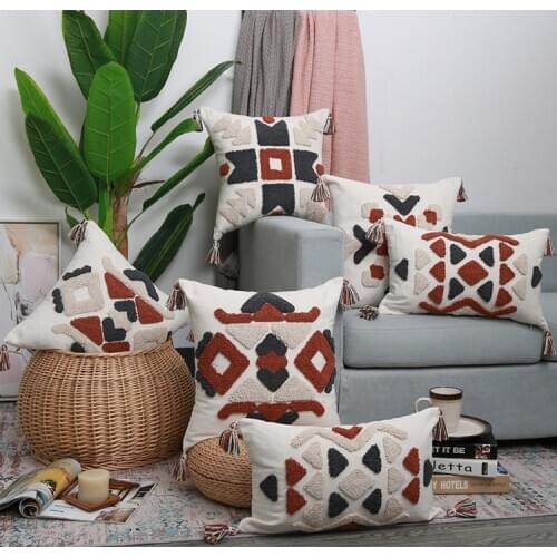 Decoration Pillow Cover 30x50cm/45cmx45cm Cushion cover Tassles Ethnic Gemometric Embroidery Boho Style for Living Room Bed Room