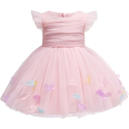 Infant Baby Girl Dress Appliqued Lace Tulle Dresses for Girls 1st Year Birthday Party Wedding Baby Clothing 3M-24M