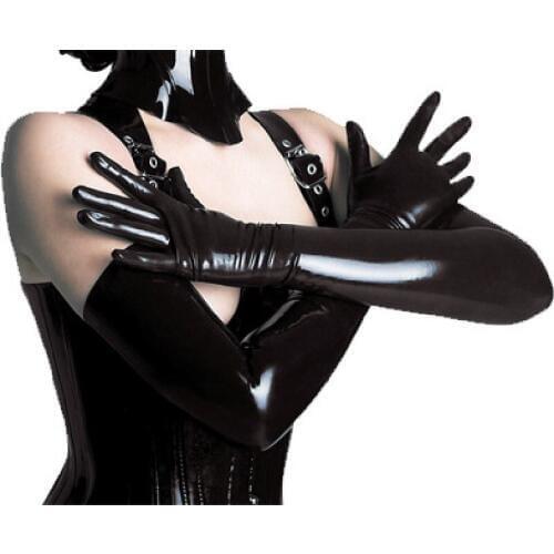 Fshion Patent Leather Long Glove Gothic Punk Rock Ladies Roles Play Games Hip-Hop Gauntlet Mittens Sexyseries Five Finger Gloves
