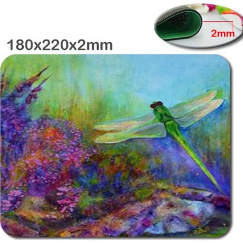 HD 220mm*180mm*2mmcustom 3D gaming Mouse Pad Green Dragonfly Painting Rectangle Mouse Pad/Mouse Mat Rectangle by cyyxmchris