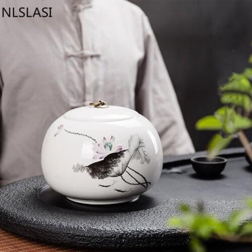 Large capacity Ceramic Tea Caddy Portable Sealed Porcelain storage tank Travel Tea Box Powder Coffee canister candy Containers