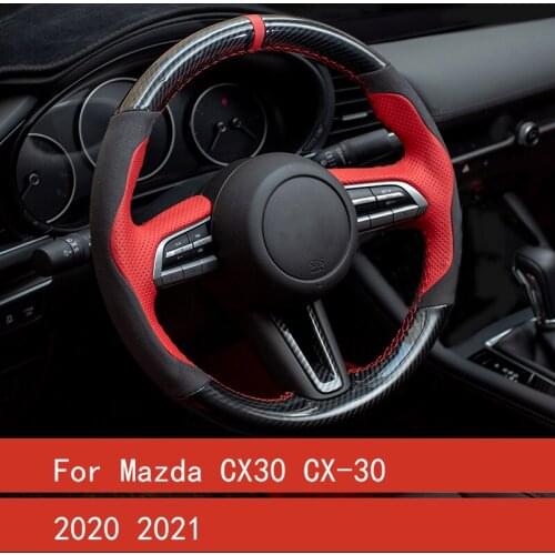 Car Leather Steering Wheel Cover Car Modified Interior Protective Cover for Mazda CX30 CX-30 2020 2021 Car Accessories