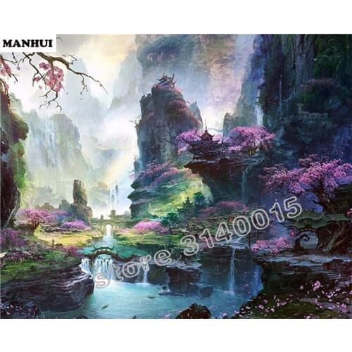 5D Diamond Embroidery DIY Diamond Painting Cross Stitch kit Mosaic Peach Blossom wonderland Resin Craft Home Decoration BCD349