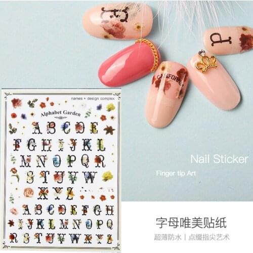 Newest CA-205 color lettering design 3d nail manicure back glue DIY decals stamping decoration design nail sticker stamping