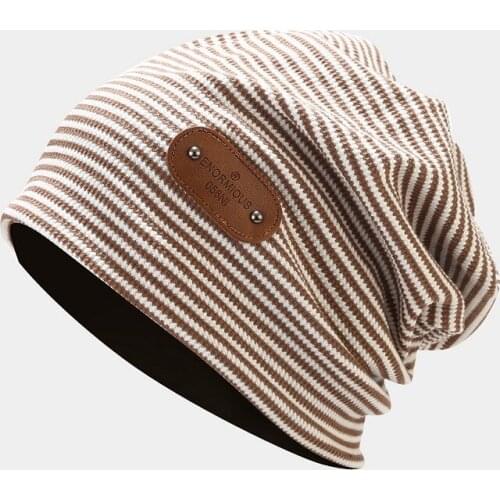 2021 Autumn Winter Hats for Women Men Stripe Beanies Pullover Cap Hip Hop Cool Skullies Female Beanie Warm Bonnet Cap