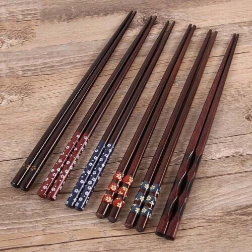 Handmade Natural Wooden Chopsticks Golden Beauty Pattern Chopsticks Kitchen Home Restaurant Supplies