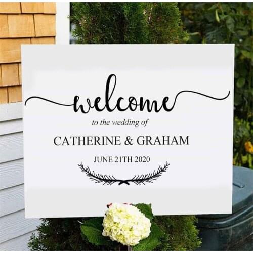 Personalized Bride & Groom Wedding Quote Decal Name Date Sticker Vinyl Decor Wedding Sign Removable Mural WL233