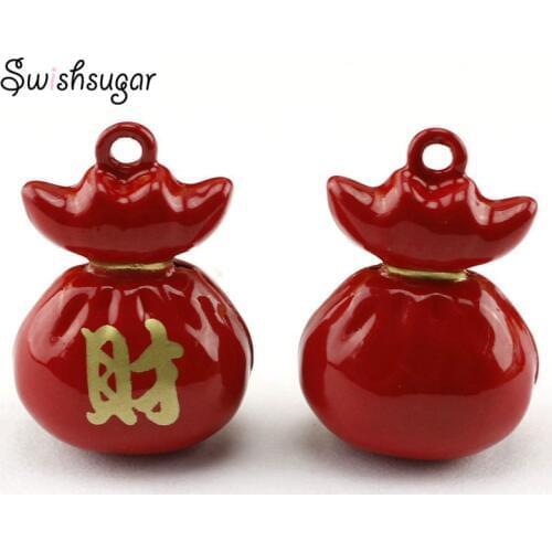 2 Colors Choice Chinese Wealth Bag Bell Charms Fit Festival Holiday Decoration