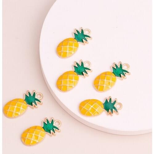 10pcs Summer DIY Jewelry Enamel Pineapples Charms for Jewelry Making Earrings Crafting Pendants Necklaces Charms 25x12mm