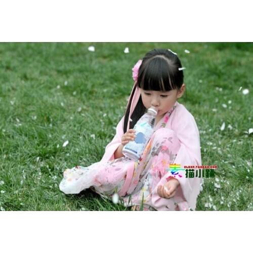Cherry Blossom Little Lolita Pink Hanfu for Girls Dance Costume with Pink Shoes full set