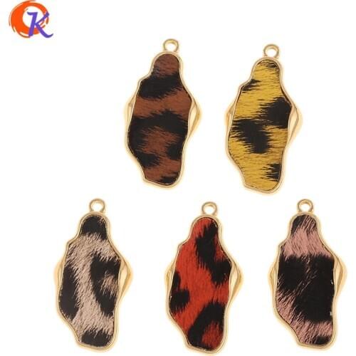 Cordial Design 50Pcs 16*32MM Jewelry Accessories/Hand Made/Charms/Leopard Print Effect/Irregular Shape/DIY/Earrings Findings