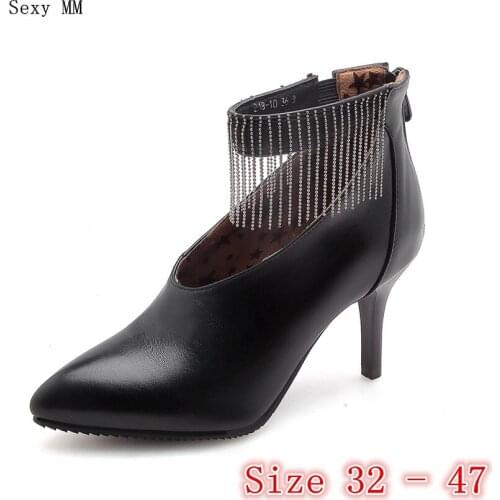 Spring Autumn High Heels Women Ankle Boots Woman Short Boots High Heel Shoes Small Plus Size 32 33 - 40 41 42 43 44 45 46 47