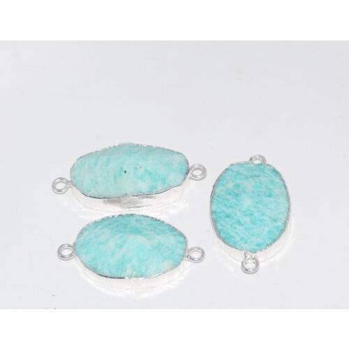 Natural Amazonite Stone Pendant jewelry making 2020 women large Green Face 2 loop gem stones connector as gifts new style